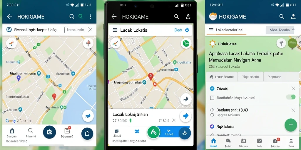 Tampilan antarmuka HOKIGAME yang menunjukkan fungsi Lacak Lokasi.