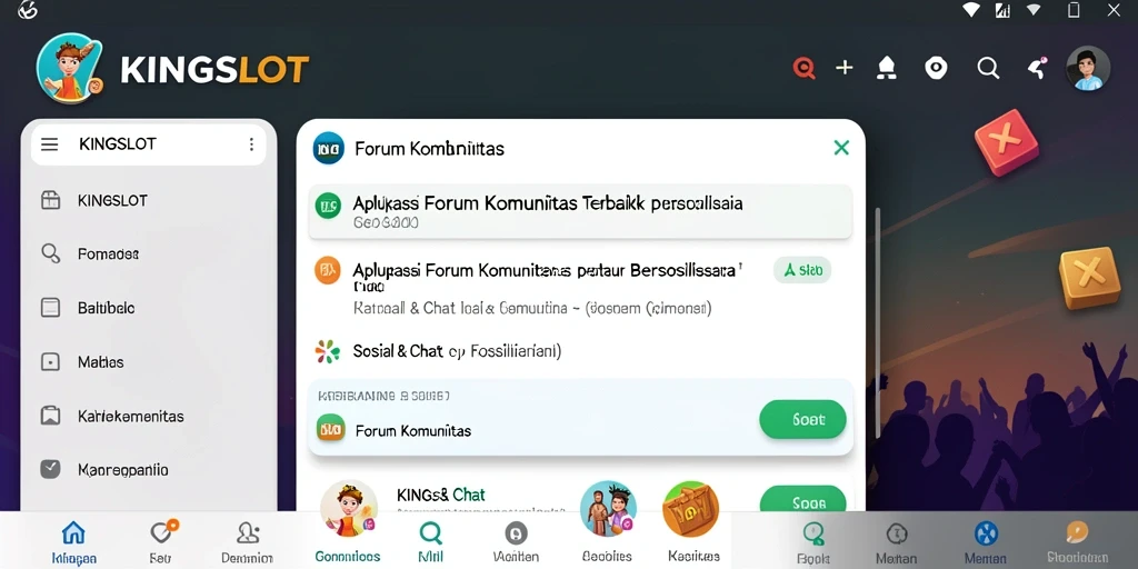 Antarmuka KINGSLOT yang interaktif dan menarik untuk komunitas.