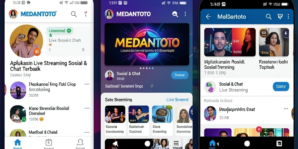 Antarmuka aplikasi MEDANTOTO yang menarik dan fungsional untuk Live Streaming.