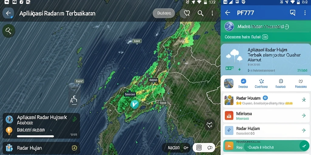 Tampilan antarmuka PF777 menunjukkan radar hujan yang akurat dan interaktif.