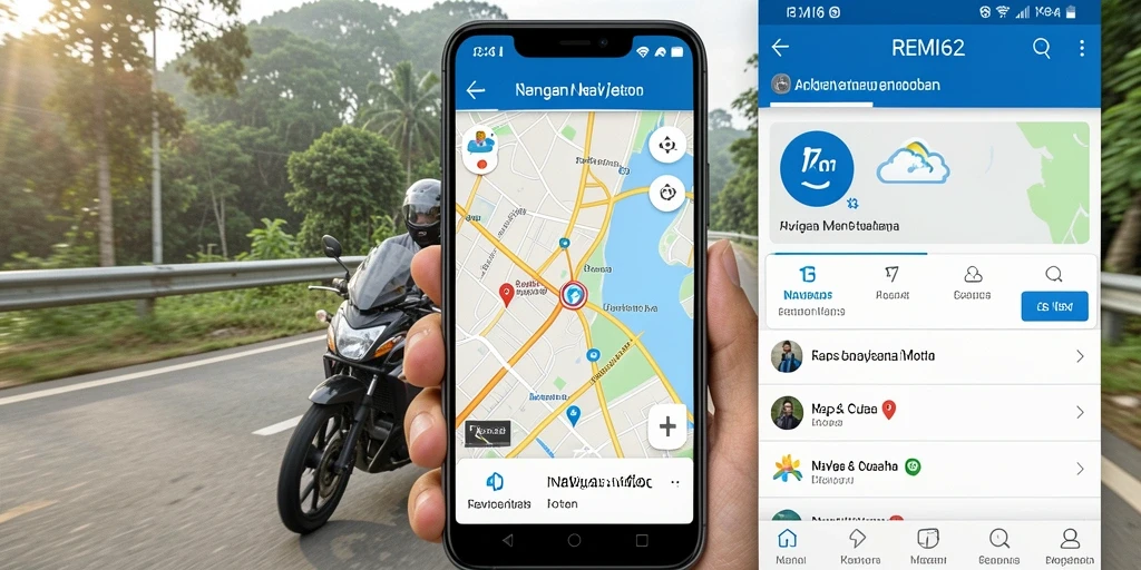 Tampilan antarmuka REMI62 untuk navigasi motor yang intuitif dan informatif.