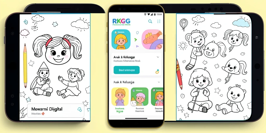 Antarmuka aplikasi RKGG dengan fungsi mewarnai digital yang menarik.