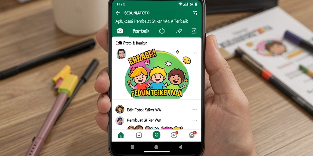 Tampilan antarmuka SEDUNIATOTO untuk membuat stiker WA.